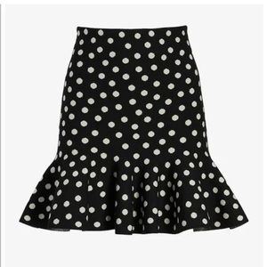 Express Polka Dot Fit And Flare Ruffle Mini Sweater Skirt size M